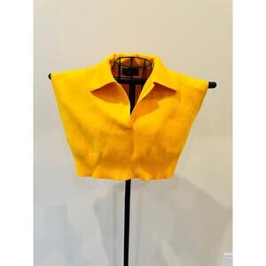 Cider Womens Small Yellow Collared Crop Sweater Vest Soft Knit Preppy Top